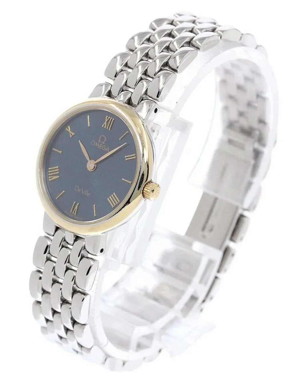 OMEGA De Ville YG bezel Navy Dial Quartz Ladies Watch_963421